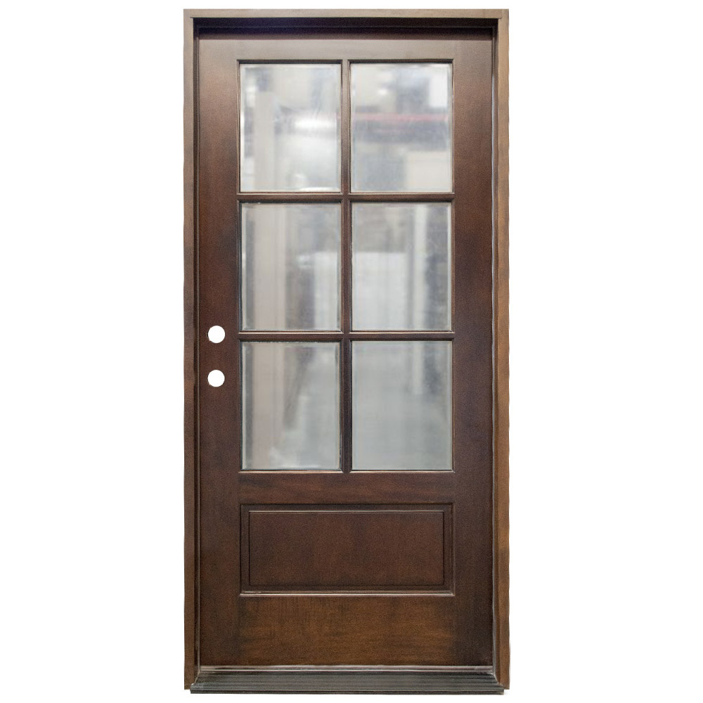 TCM200 6-Lite Exterior Wood Door - Flemish Glass - Russet - Left